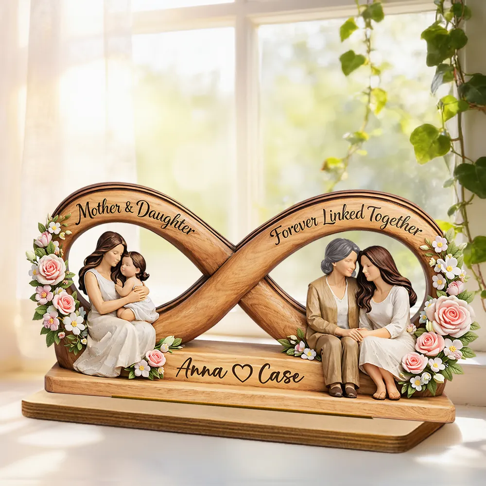 Personalized Wooden Plaque, Mother & Daughter Forever Linked Together, Unique Gift for Mom - Image 2