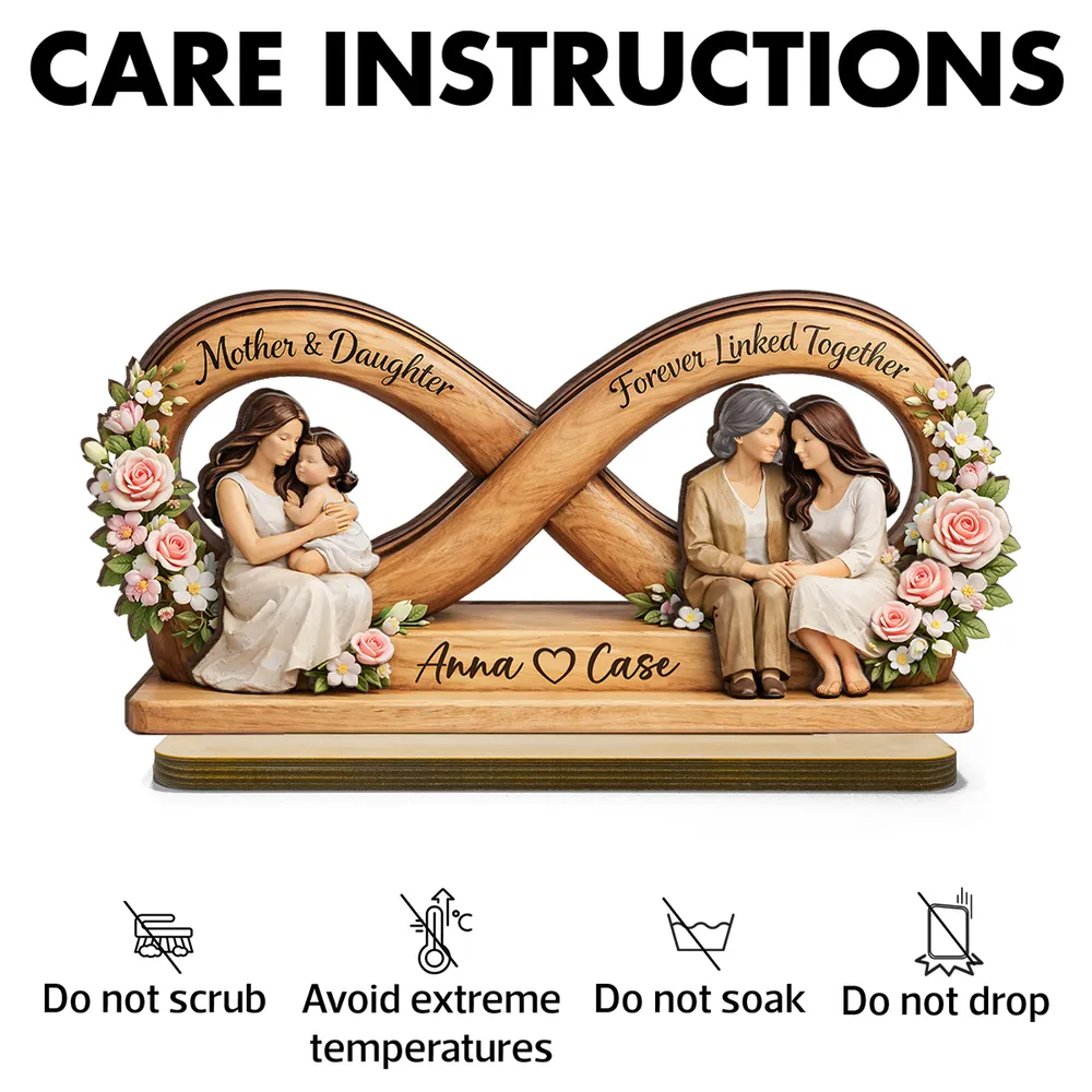 Personalized Wooden Plaque, Mother & Daughter Forever Linked Together, Unique Gift for Mom - Image 5