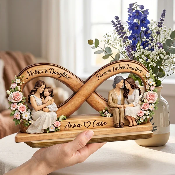 Personalized Wooden Plaque, Mother & Daughter Forever Linked Together, Unique Gift for Mom - Image 6