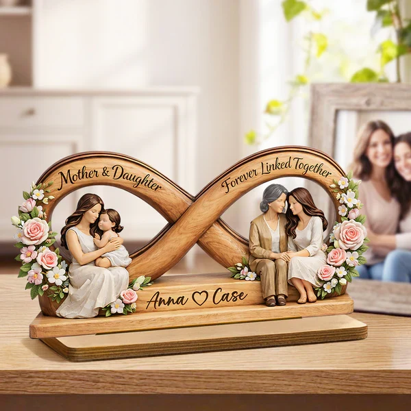 Personalized Wooden Plaque, Mother & Daughter Forever Linked Together, Unique Gift for Mom - Image 7