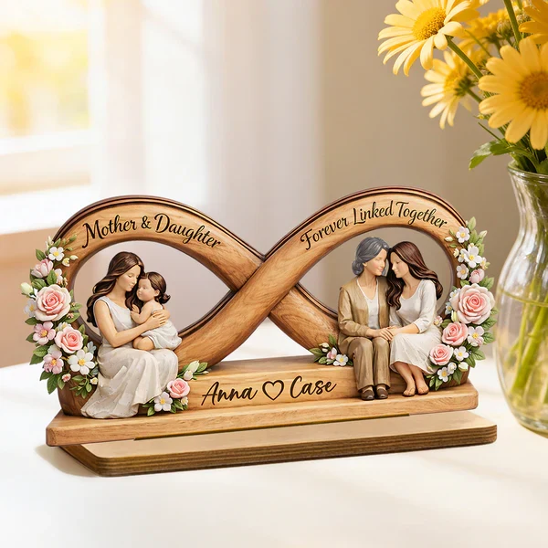 Personalized Wooden Plaque, Mother & Daughter Forever Linked Together, Unique Gift for Mom - Image 8