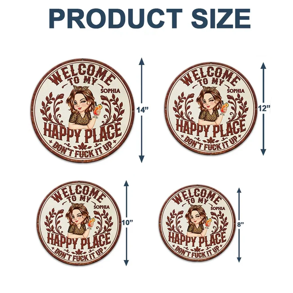 Personalized Shaped Metal Sign, Welcome to My Happy Place, Vintage Garden Decor, Unique Gift for Her - Image 4