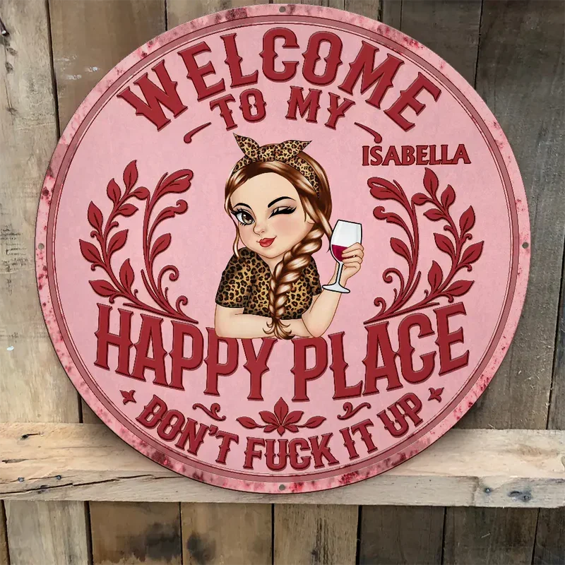 Personalized Shaped Metal Sign, Welcome to My Happy Place, Vintage Garden Decor, Unique Gift for Her - Image 6