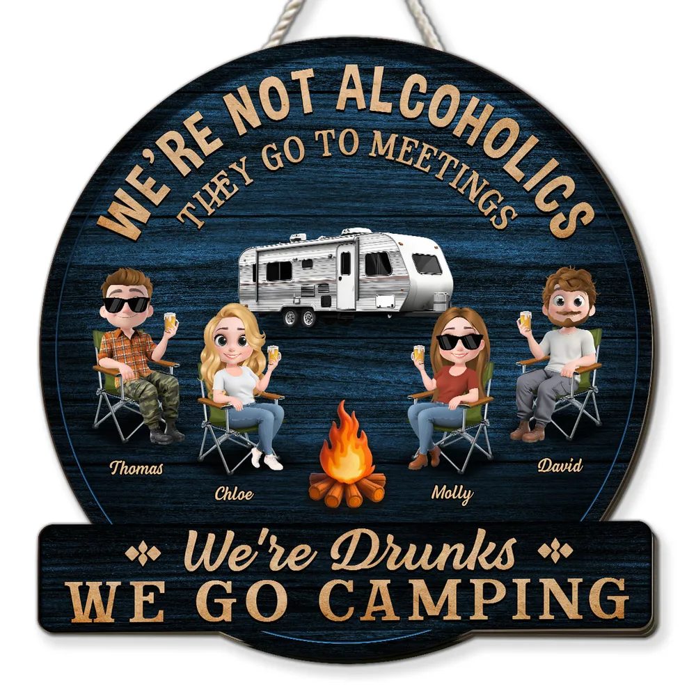 Personalized Wooden Sign, Funny Camping Squad Campfire Scene, Unique Gift for Camping Friends - Image 2