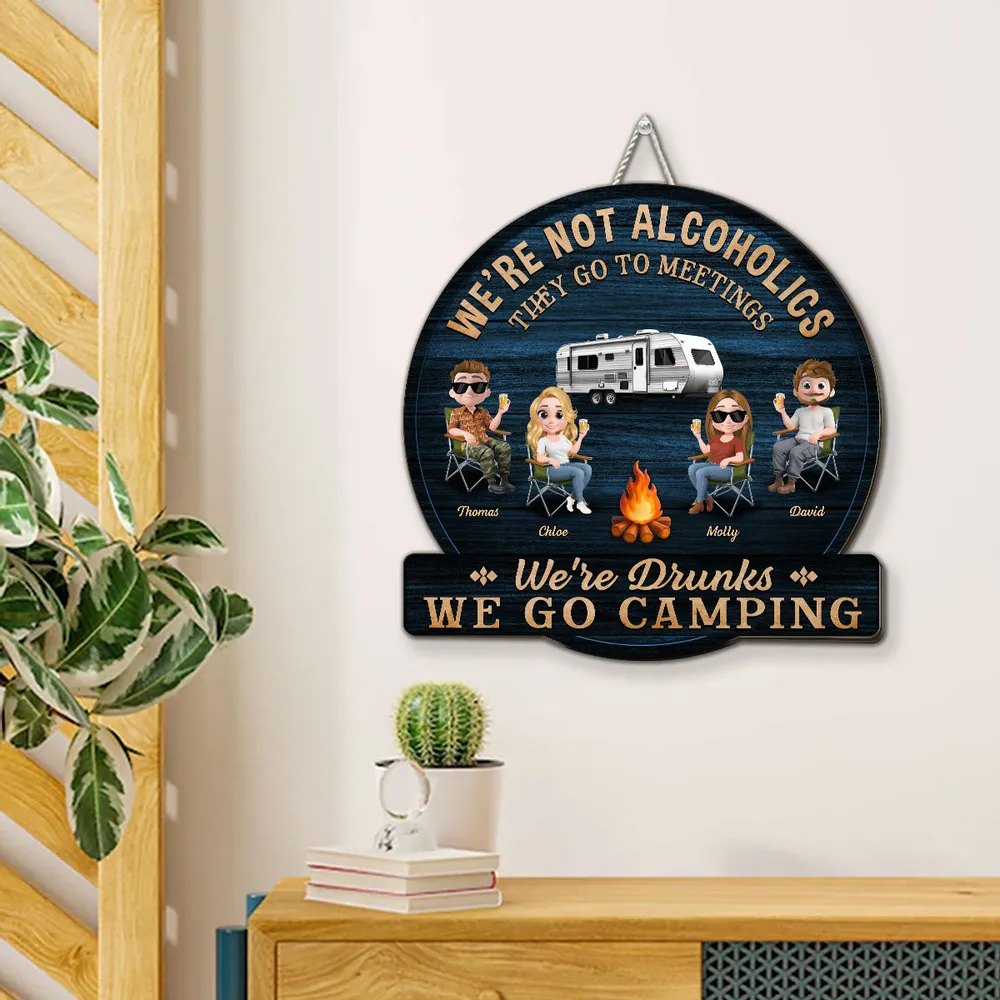 Personalized Wooden Sign, Funny Camping Squad Campfire Scene, Unique Gift for Camping Friends - Image 3