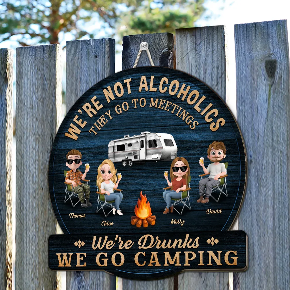 Personalized Wooden Sign, Funny Camping Squad Campfire Scene, Unique Gift for Camping Friends - Image 5