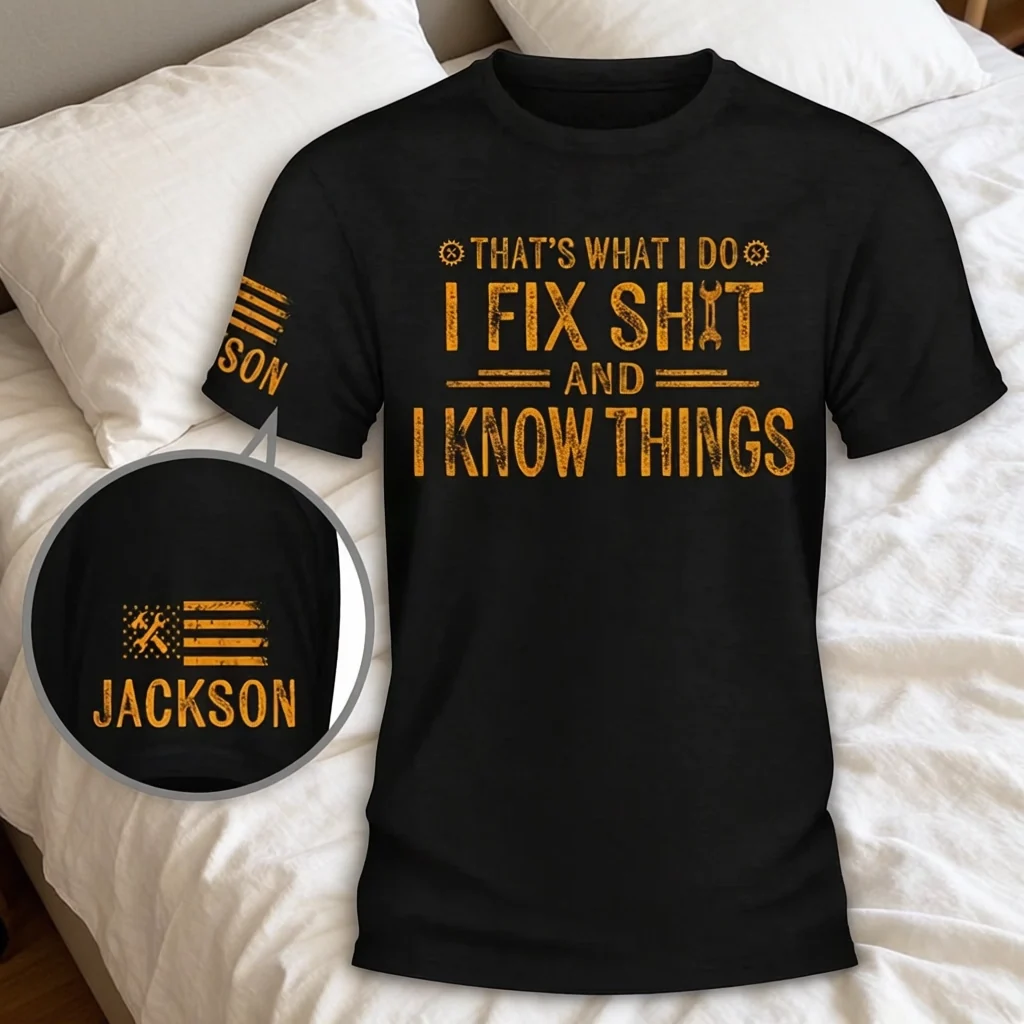 Personalized Dual Print Classic Tee, Custom Fix It Humor Shirt, Unique Creative Gift for Dad or Husband