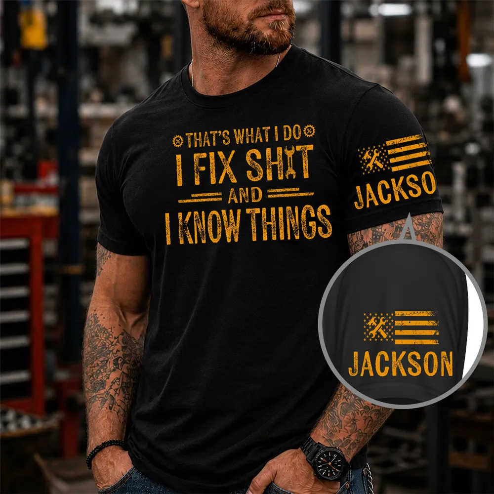 Personalized Dual Print Classic Tee, Custom Fix It Humor Shirt, Unique Creative Gift for Dad or Husband - Image 4