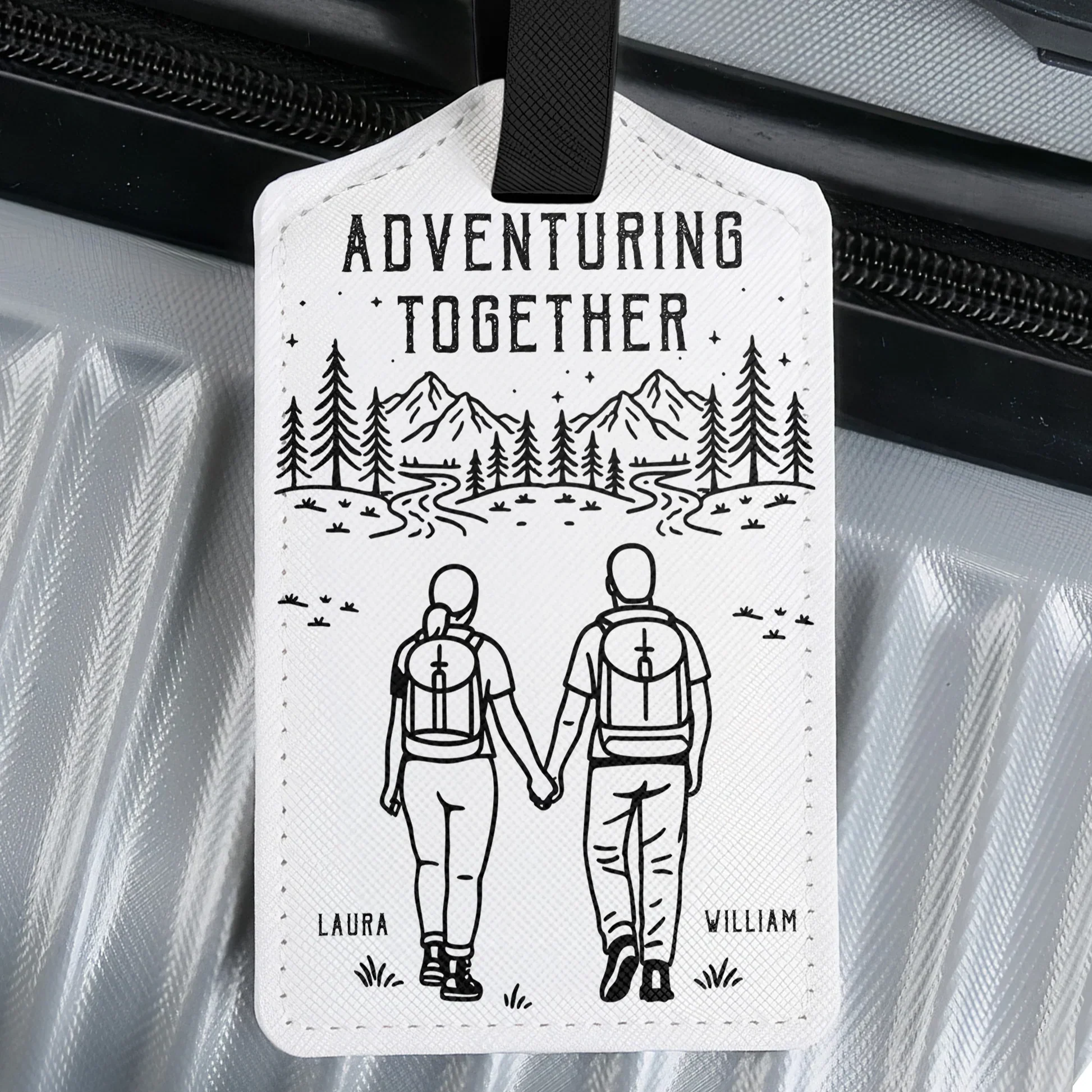 Personalized Leather Luggage Tag, Adventuring Together Couple Travel, Unique Creative Gift - Image 7