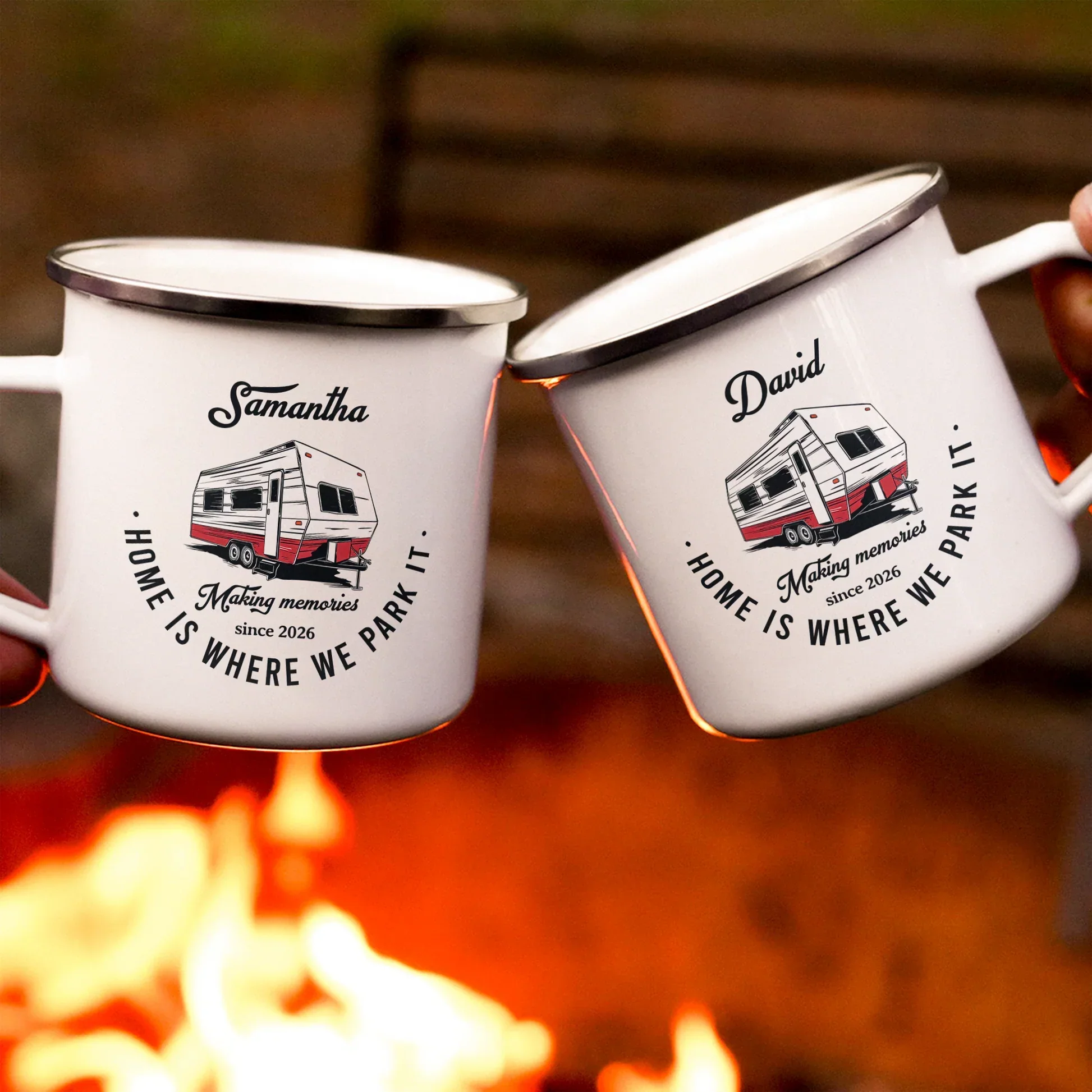 Home Is Where We Park It Enamel Mug, Personalized Creative Gift for Campers & Road Trip Memories - Image 6