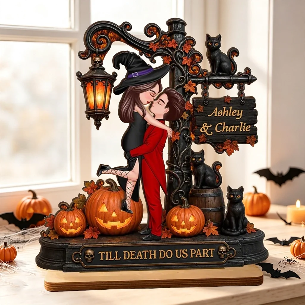Till Death Do Us Part 2-Layer Wooden Plaque, Gothic Couple Keepsake, Creative Gift for Partners
