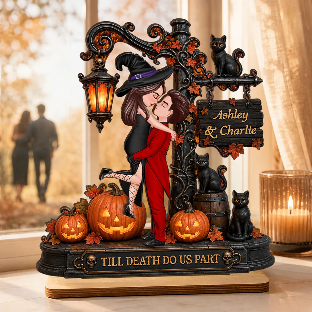 Till Death Do Us Part 2-Layer Wooden Plaque, Gothic Couple Keepsake, Creative Gift for Partners - Image 2