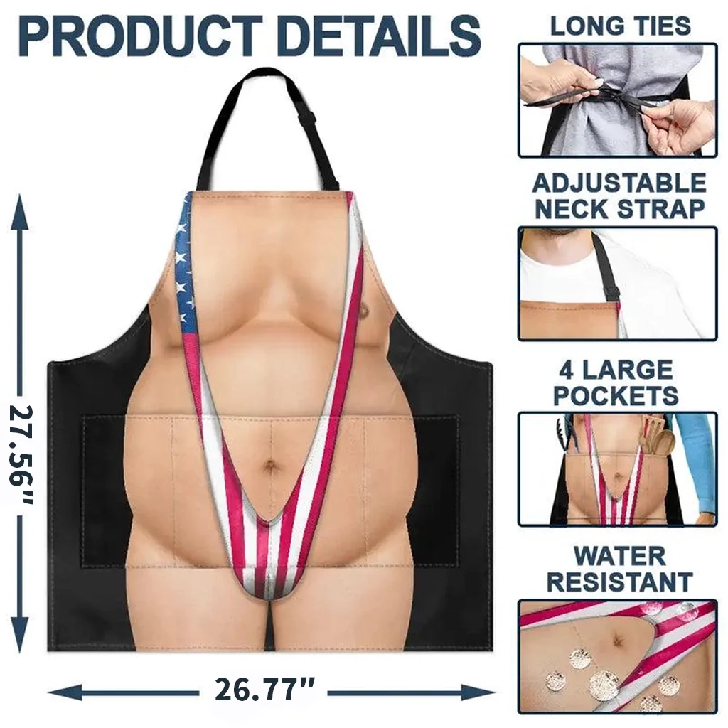Personalized Funny BBQ Apron,Hairy Body Design For Grill Lovers, Unique Gift - Image 4
