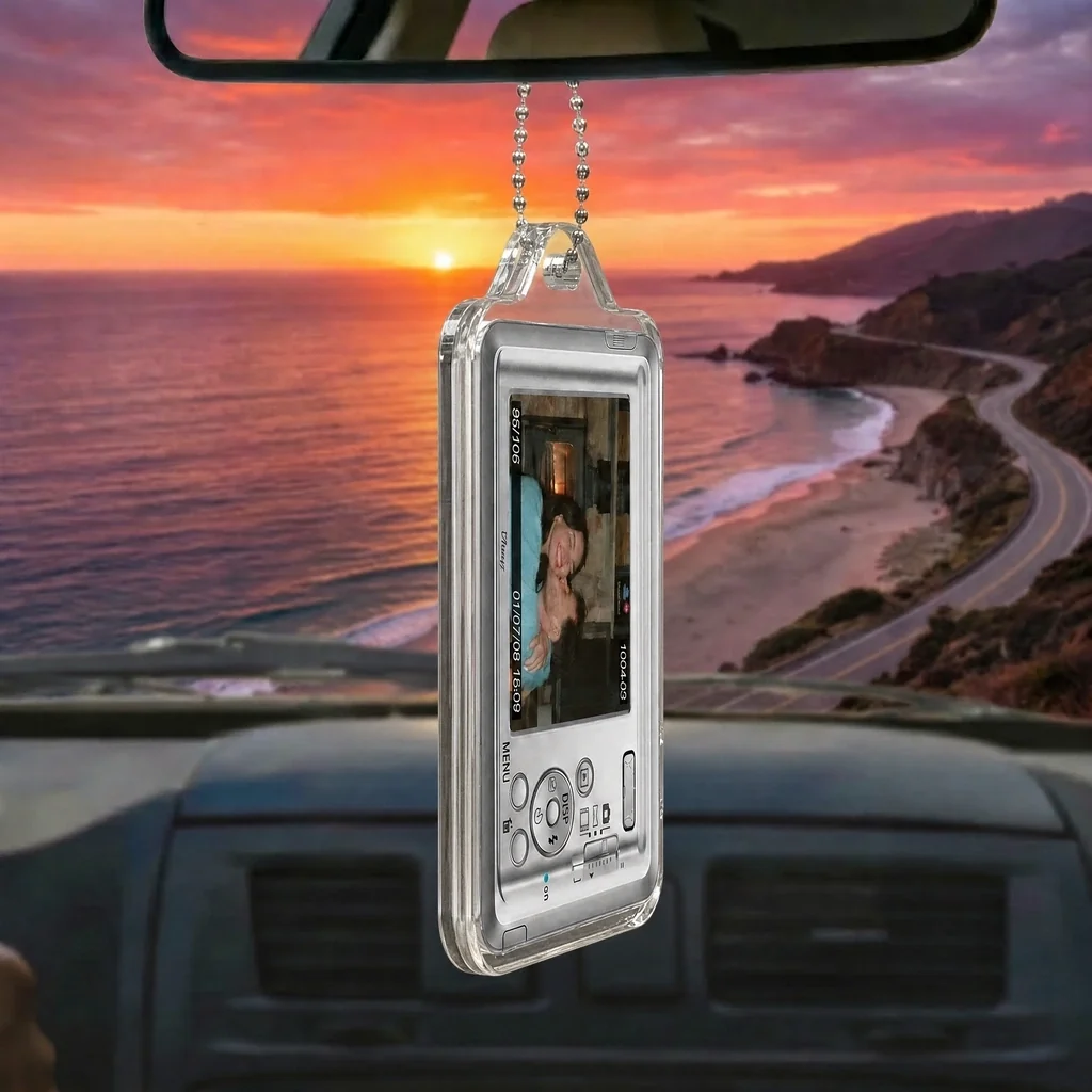 Personalized Retro Camera Car Hanger with Custom Photo, Acrylic Rearview Mirror Ornament, Unique Gift for Photo Lovers - Image 2