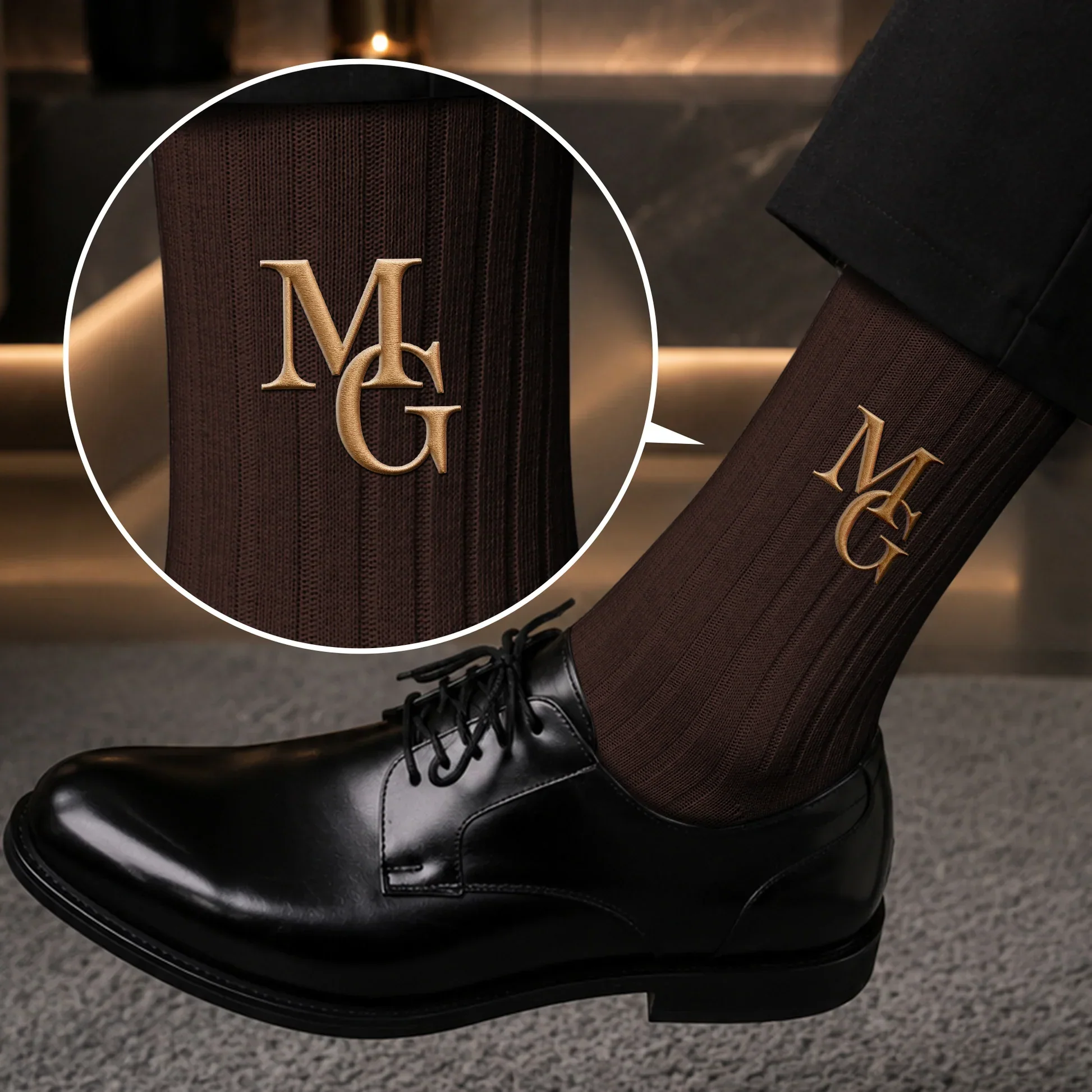 Personalized Embroidered Socks, Monogram Wedding Party Unique Gift for Groomsmen in Dress Shoes - Image 2