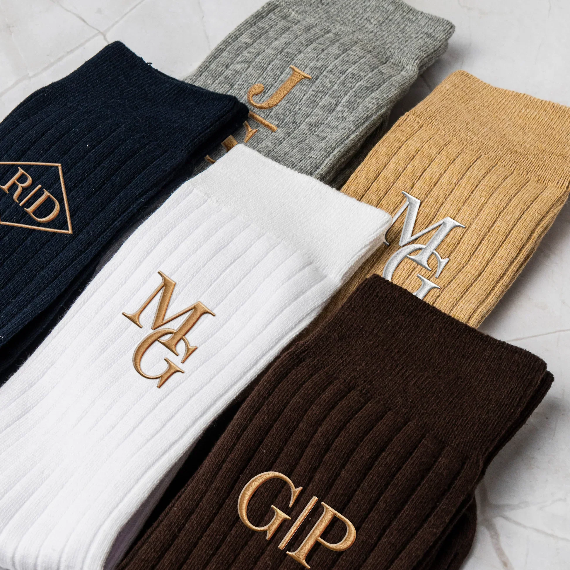 Personalized Embroidered Socks, Monogram Wedding Party Unique Gift for Groomsmen in Dress Shoes - Image 3