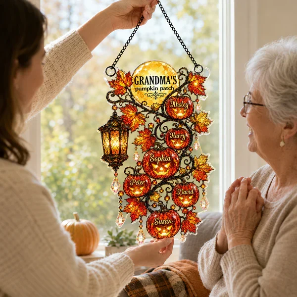 Personalized Acrylic Suncatcher Ornament, Grandma's Pumpkin Patch Window Decor, Unique Gift for Grandma - Image 7