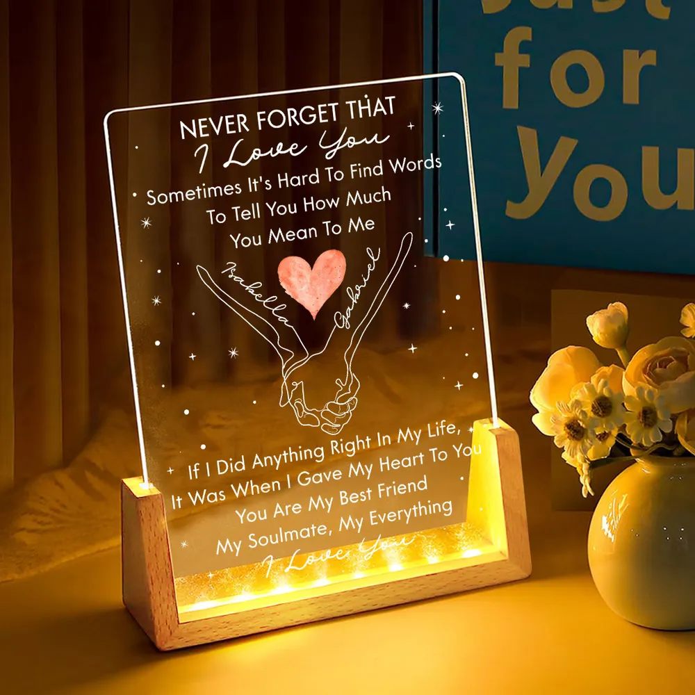 Personalized LED Light Frame, Holding Hands I Love You Design, Unique Romantic Gift for Partner - Image 2