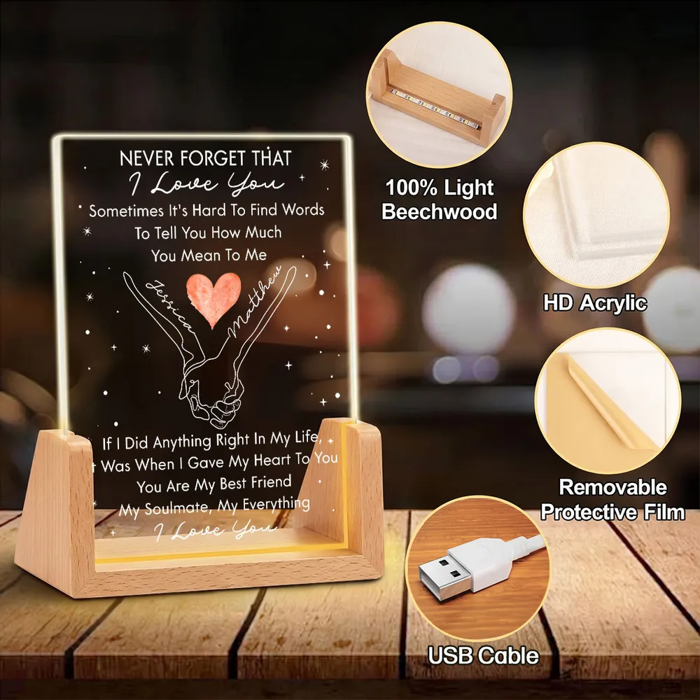 Personalized LED Light Frame, Holding Hands I Love You Design, Unique Romantic Gift for Partner - Image 5