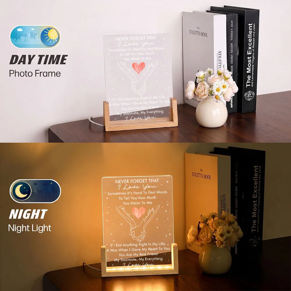 Personalized LED Light Frame, Holding Hands I Love You Design, Unique Romantic Gift for Partner - Image 6