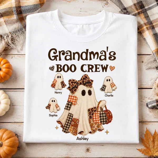 Personalized Classic Tee for Grandma, Boo Crew Ghost Design, Unique Halloween Gift - Image 5