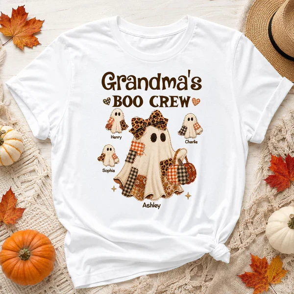 Personalized Classic Tee for Grandma, Boo Crew Ghost Design, Unique Halloween Gift - Image 7