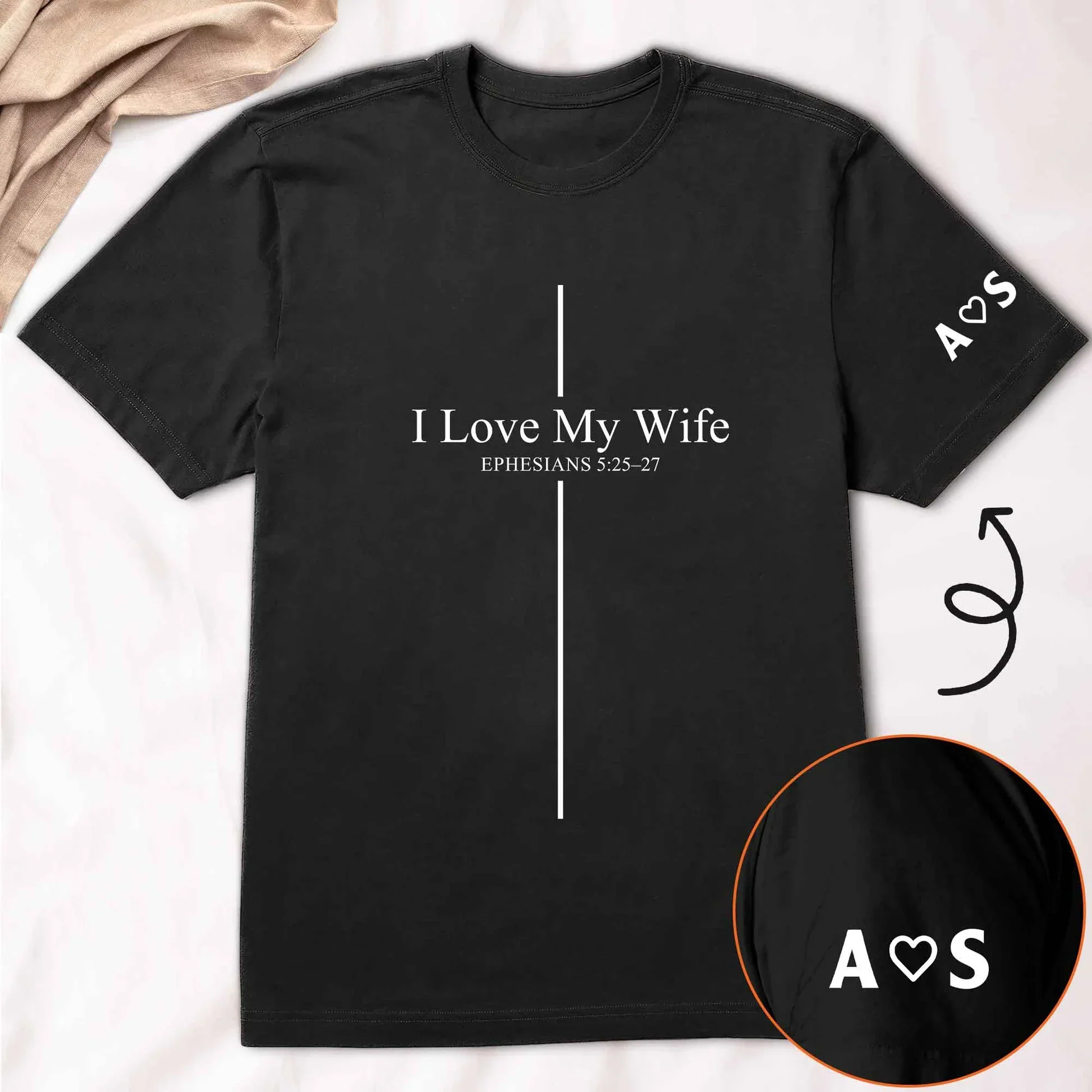 I Love My Wife Ephesians Dual Print Classic Tee, Personalized Unique Gift For Husband - Image 3