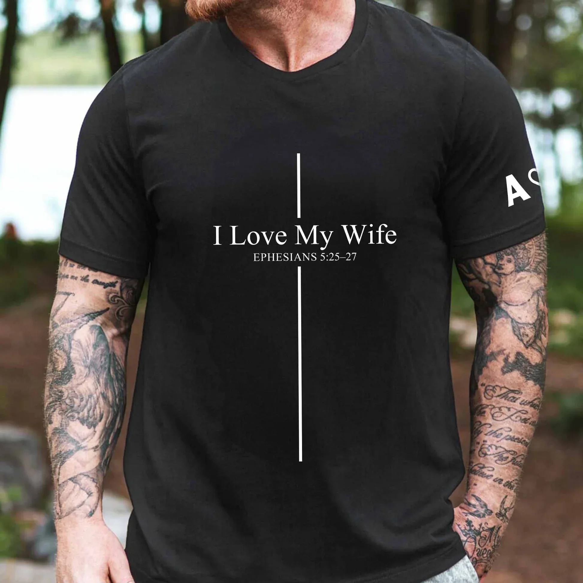 I Love My Wife Ephesians Dual Print Classic Tee, Personalized Unique Gift For Husband - Image 5