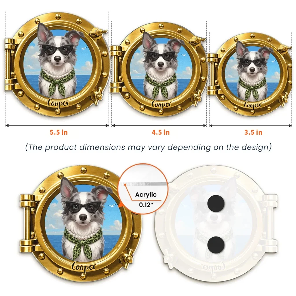Personalized Pet Porthole Acrylic Magnet, Custom Cartoon Cruise Door Decor, Unique Gift for Pet Owners - Image 4