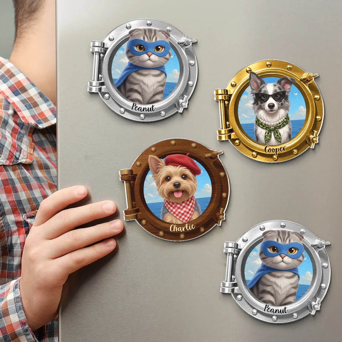 Personalized Pet Porthole Acrylic Magnet, Custom Cartoon Cruise Door Decor, Unique Gift for Pet Owners - Image 6