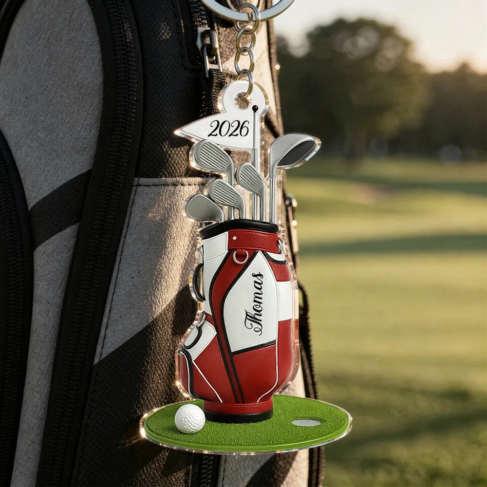 Personalized Acrylic Keychain with Golf Bag & Clubs, Bright Golf Lover Keepsake, Unique Creative Gift - Image 2
