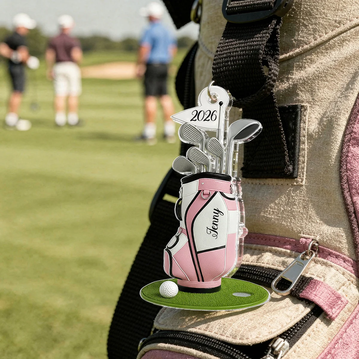 Personalized Acrylic Keychain with Golf Bag & Clubs, Bright Golf Lover Keepsake, Unique Creative Gift - Image 6