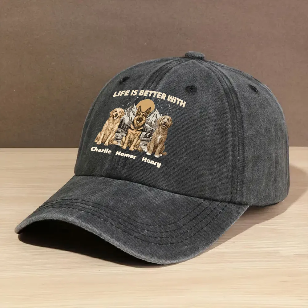 Personalized Washed Denim Baseball Cap, Mountain Dog Illustration, Unique Gift for Dog Lovers - Image 2