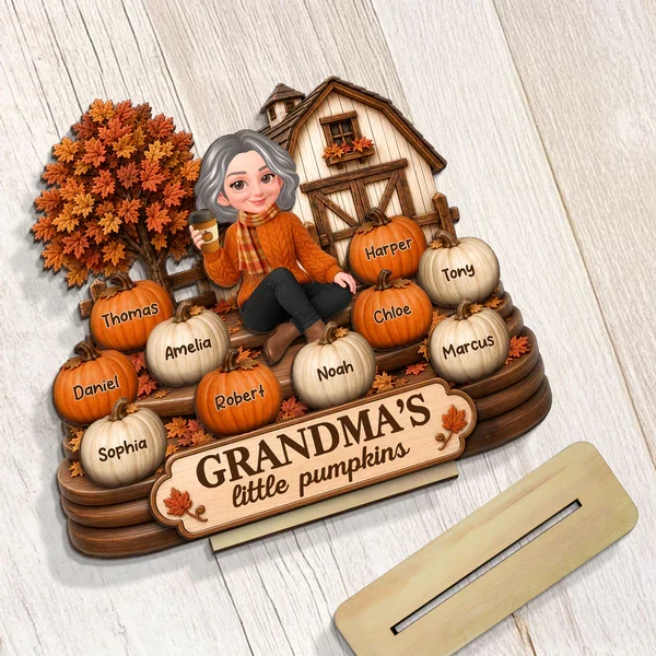 Personalized 2-Layer Wooden Plaque, Grandma's Little Pumpkins Fall Decor, Unique Gift for Grandma - Image 3