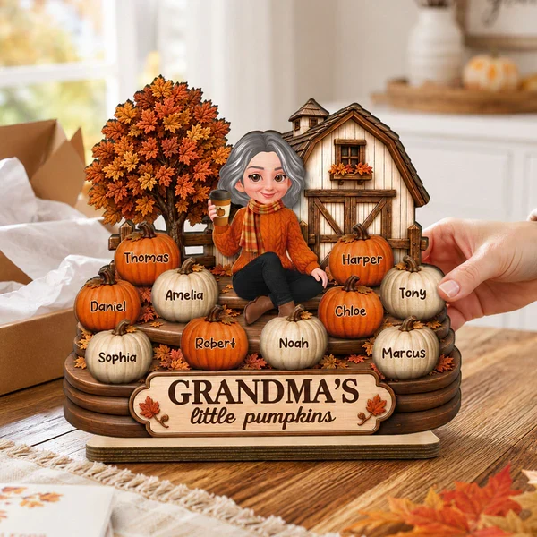 Personalized 2-Layer Wooden Plaque, Grandma's Little Pumpkins Fall Decor, Unique Gift for Grandma - Image 6