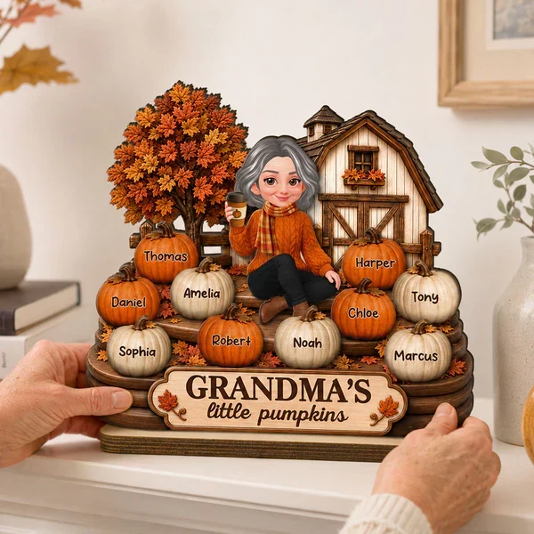 Personalized 2-Layer Wooden Plaque, Grandma's Little Pumpkins Fall Decor, Unique Gift for Grandma - Image 7
