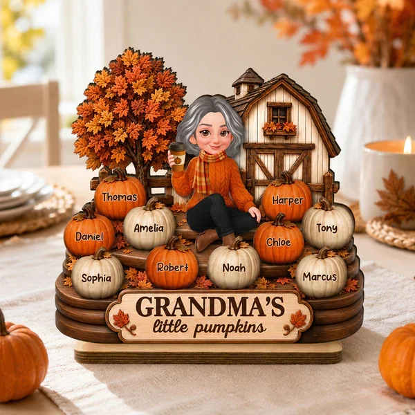 Personalized 2-Layer Wooden Plaque, Grandma's Little Pumpkins Fall Decor, Unique Gift for Grandma - Image 8