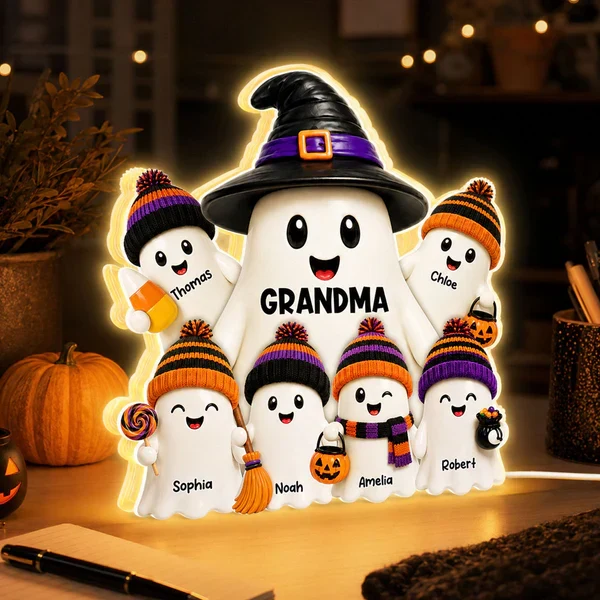 Personalized Acrylic Light Box, Grandma Ghost Family Halloween Decor, Unique Gift for Grandma - Image 6