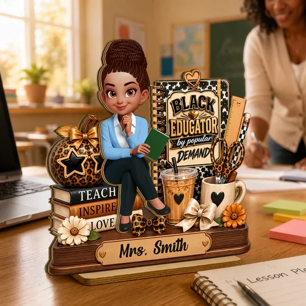 Personalized 2-Layer Wooden Plaque, Black Educator by Popular Demand, Unique Gift for Teacher - Image 6
