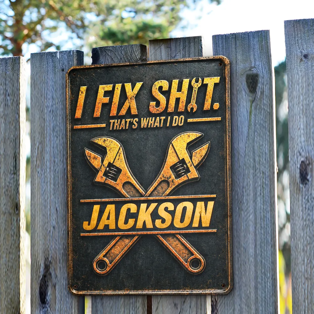 Personalized Rectangular Iron Sign, Fixer Of Things Garage Decor, Unique Creative Gift For Handyman - Image 2