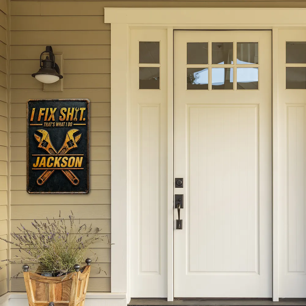 Personalized Rectangular Iron Sign, Fixer Of Things Garage Decor, Unique Creative Gift For Handyman - Image 3