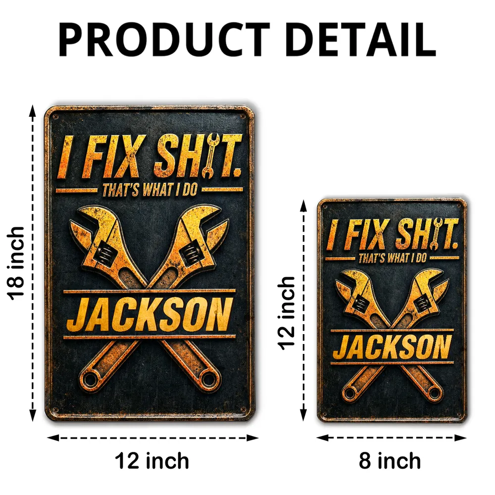 Personalized Rectangular Iron Sign, Fixer Of Things Garage Decor, Unique Creative Gift For Handyman - Image 4