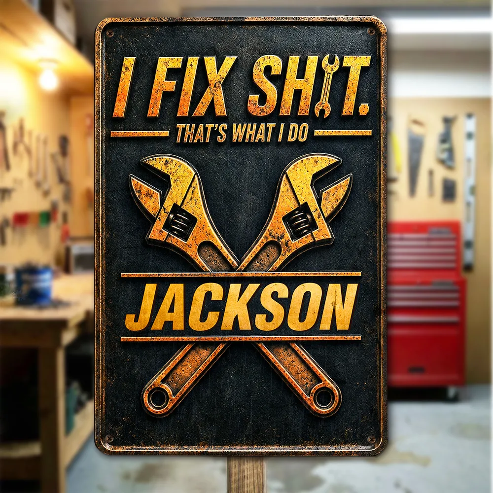 Personalized Rectangular Iron Sign, Fixer Of Things Garage Decor, Unique Creative Gift For Handyman - Image 5