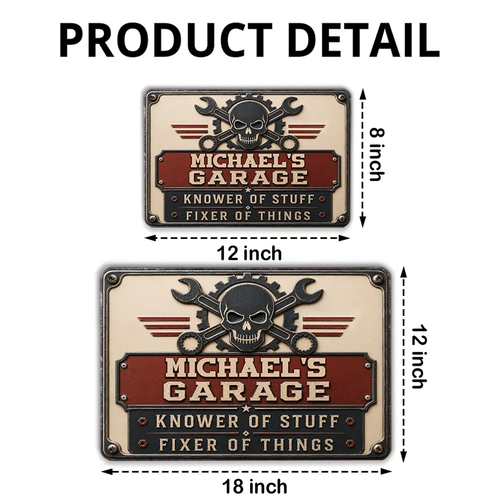 Rectangular Iron Sign, Personalized Fixer of Things Garage Design, Vintage Decor, Unique Gift - Image 4