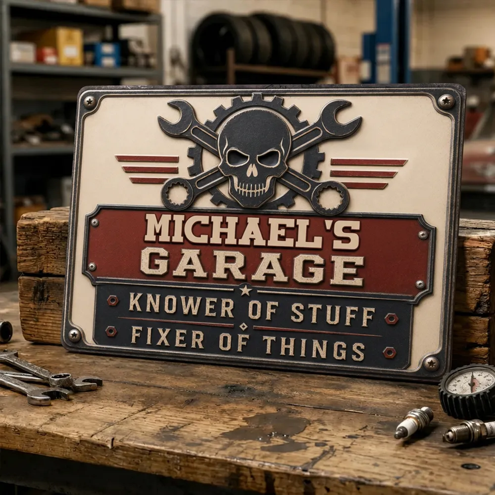 Rectangular Iron Sign, Personalized Fixer of Things Garage Design, Vintage Decor, Unique Gift - Image 5
