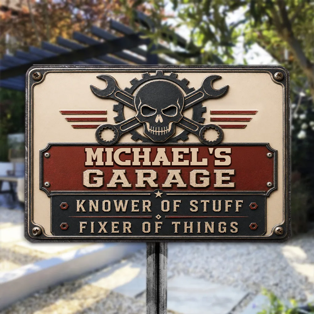 Rectangular Iron Sign, Personalized Fixer of Things Garage Design, Vintage Decor, Unique Gift - Image 6