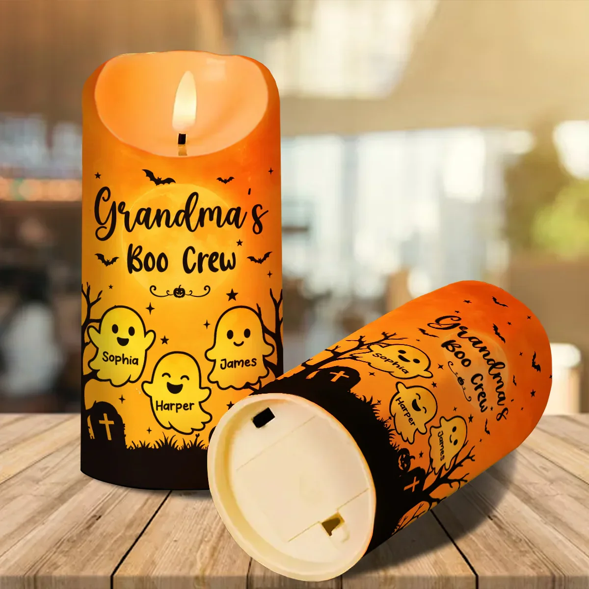 Grandma's Boo Crew Personalized Flameless LED Candle, Halloween Decor, Unique Gift for Grandma - Image 6
