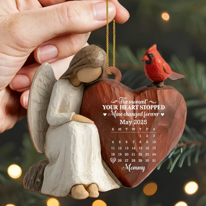 Custom Wooden Ornament, Cardinal & Angel Remembrance Decor, Unique Memorial Gift for Loved One - Image 3