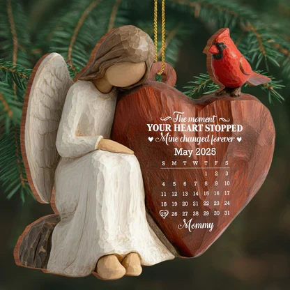 Custom Wooden Ornament, Cardinal & Angel Remembrance Decor, Unique Memorial Gift for Loved One - Image 6