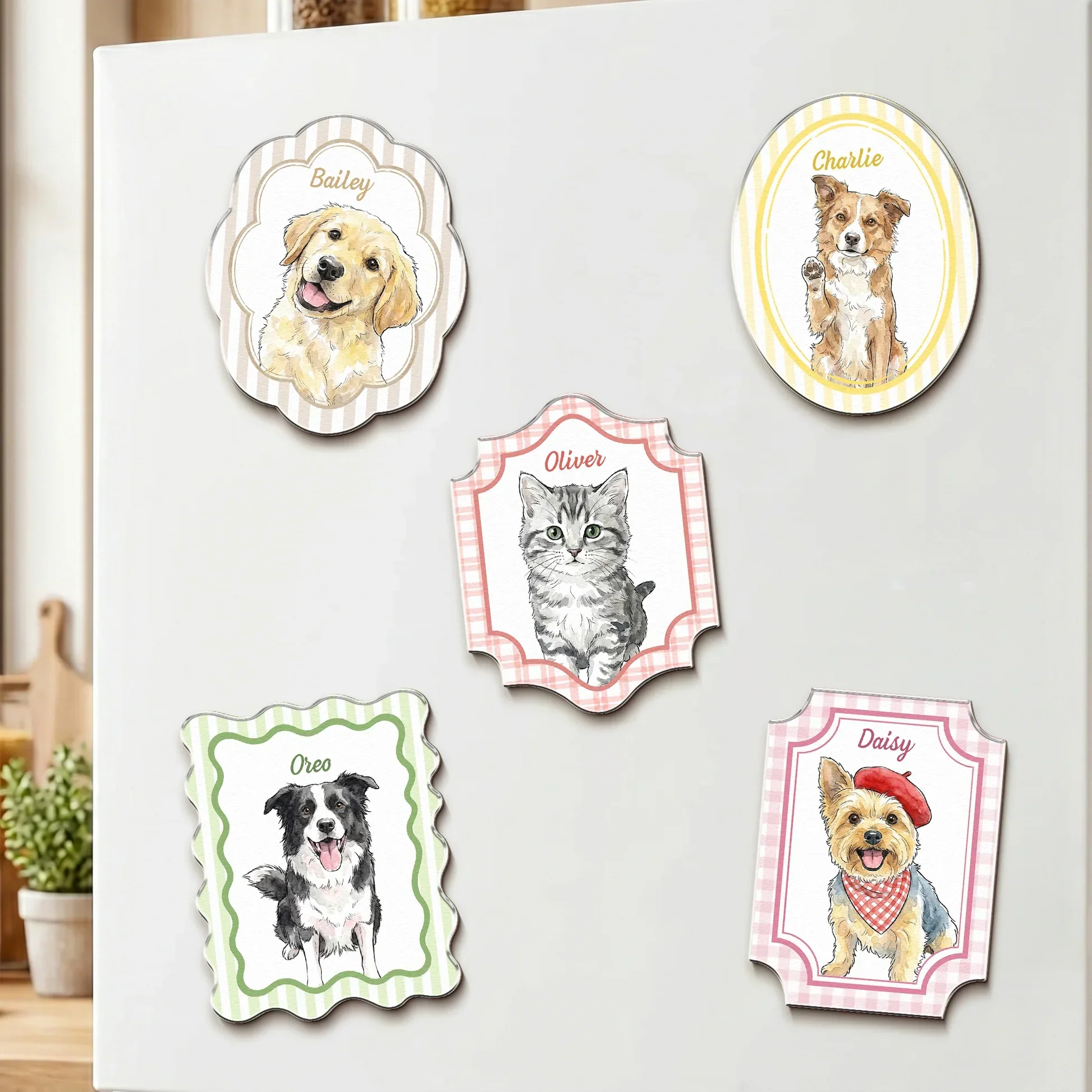 Colorful Acrylic Fridge Magnet for Dog & Cat Lovers, Creative Kitchen Gift with Custom Pet Art - Image 2